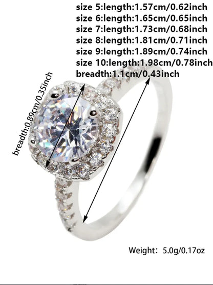 Anillo de compromiso de color plata de cojín de lujo Moonso para mujeres – Elegante Zircon Designer Joyería Regalo R5604
