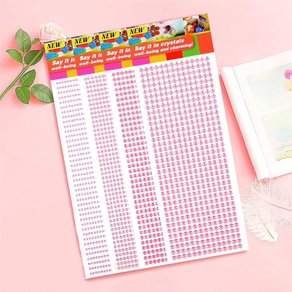 1040/900/504Pcs Taladro acrílico DIY Cristal Rhinestone Pegatinas autoadhesivas para fundas telefónicas, tarjetas y artesanías