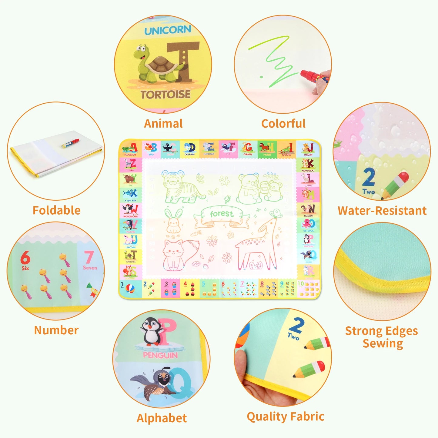 100x80CM Magic Water Drawing Mat – Reutilizable Doodle Board Montessori Juguete educativo para niños