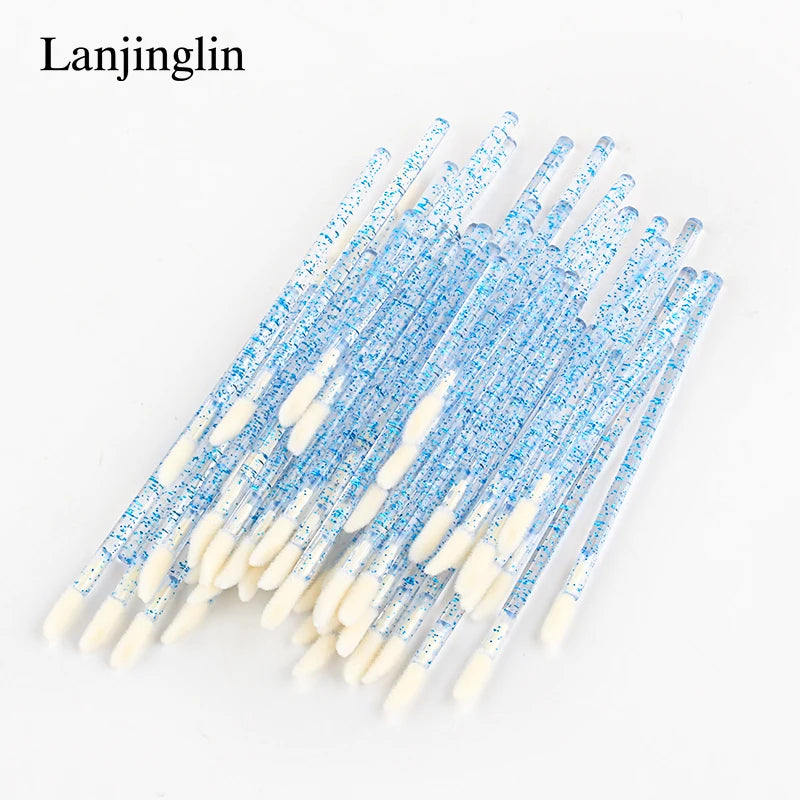 Lanjinglin 5/50 Pcs Cepillo de labios desechables Cepillos de maquillaje – Lápiz labial varitas y herramienta de extensión de pestañas, accesorios de belleza profesional