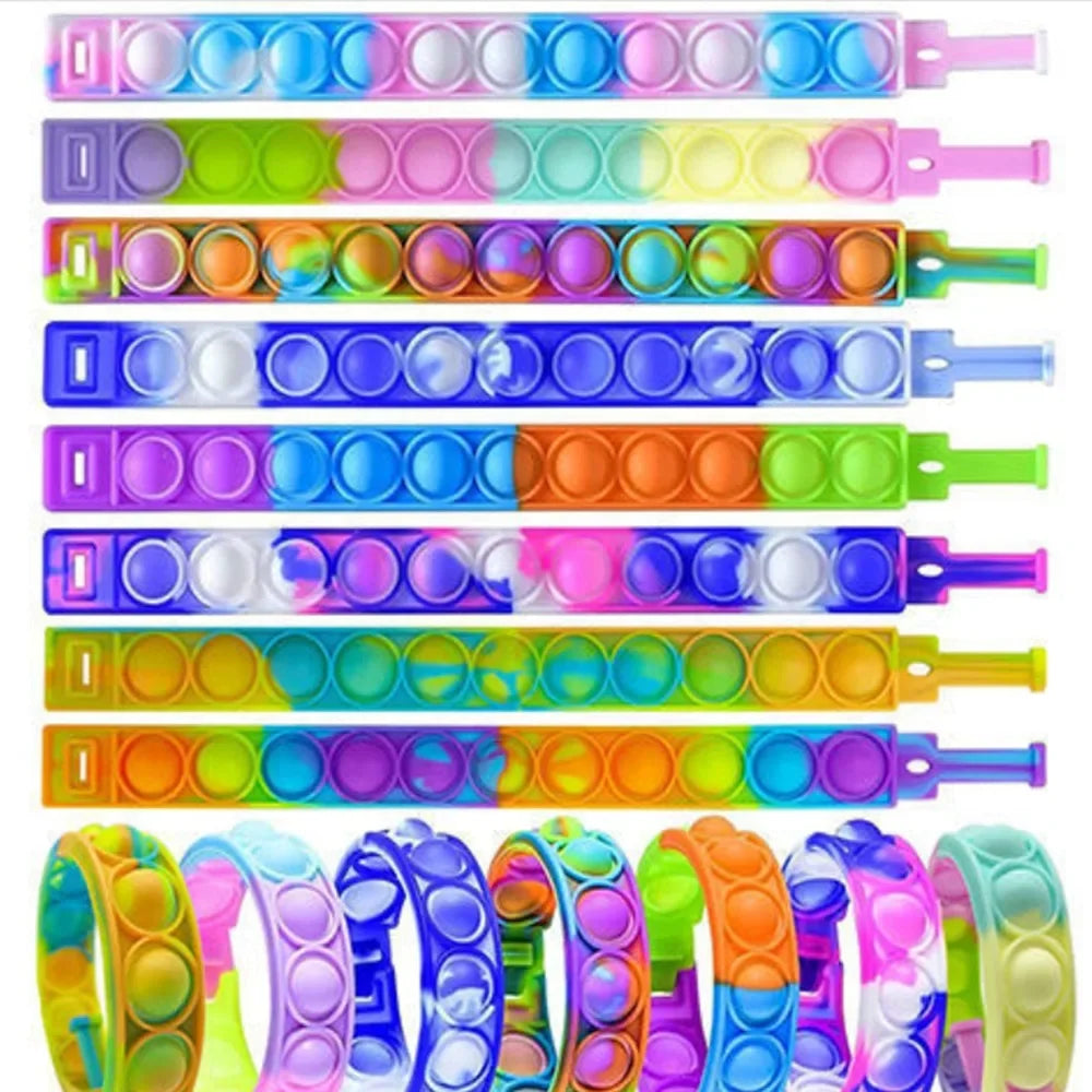 12/24/36PCS Silicona pulsera de burbuja colorida – Favoritos de la fiesta de los niños, regalos de cumpleaños, recuerdos de boda, Carnaval y pulseras de vacaciones
