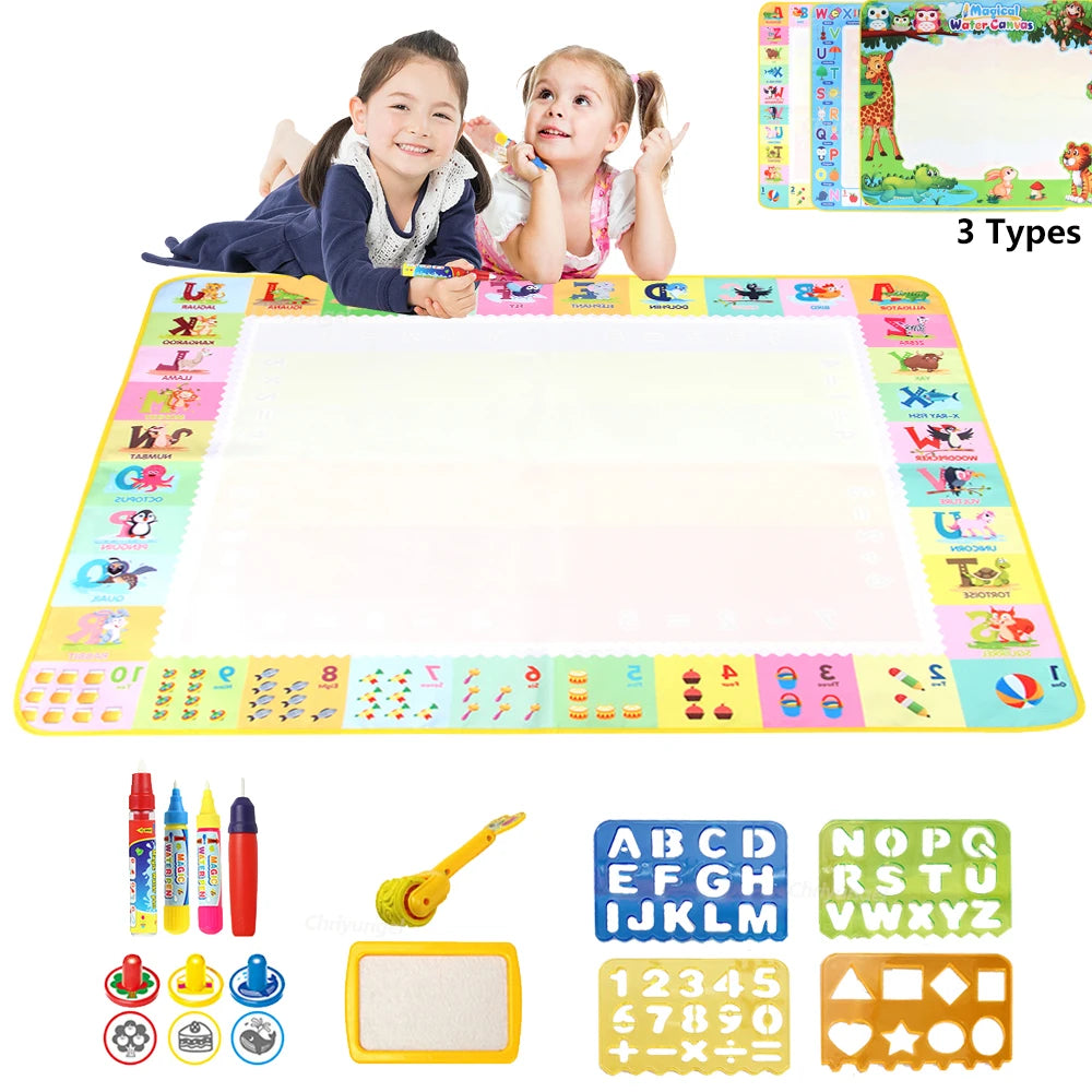 100x80CM Montessori Magic Drawing Board – Reutilizable agua Doodle Mat para niños Educación Art & Pen Control Formación