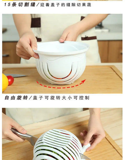 Ensalada de verduras Chopper Bowl – Multifuncional de frutas y cortador de verduras, cortador, y deformación para la cocina