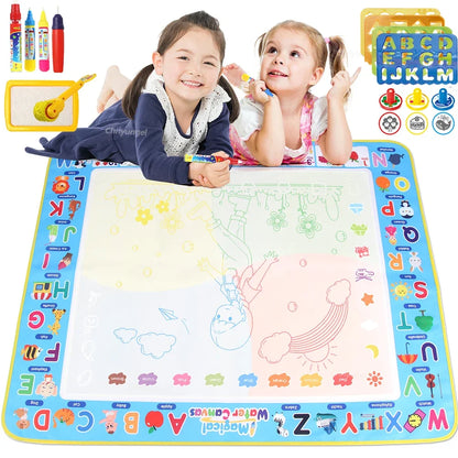 100x80CM Montessori Magic Drawing Board – Reutilizable agua Doodle Mat para niños Educación Art & Pen Control Formación
