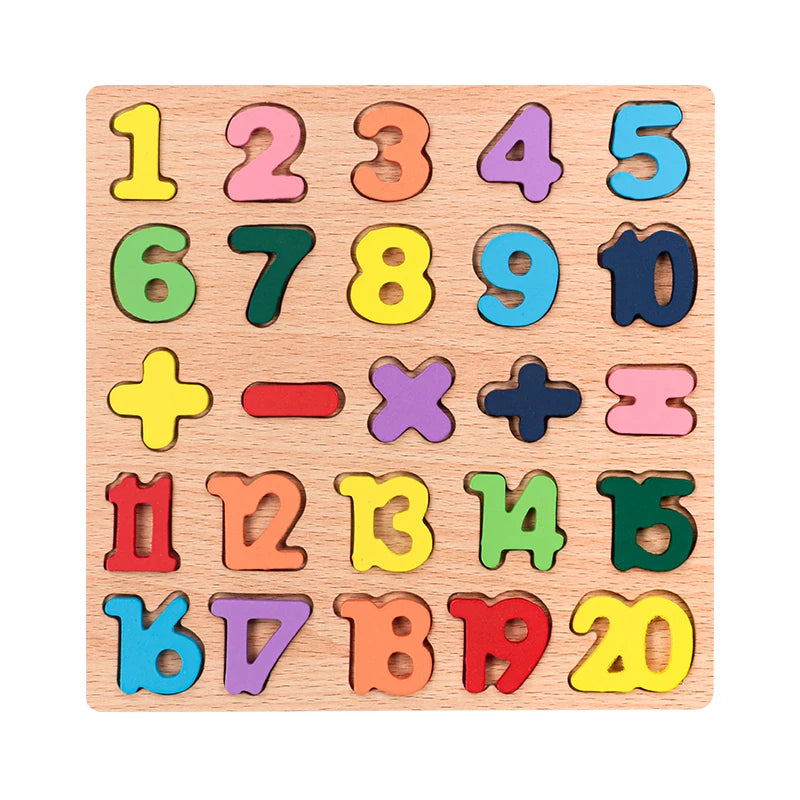 Alfabeto y número de niños Puzzle de madera – Montessori Juguete educativo preescolar