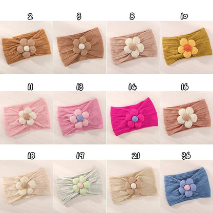 1Pc Baby Nylon Headscarf – Cinturón de flores hecho a mano para niñas recién nacidas, elástico infantil Turbant cabello