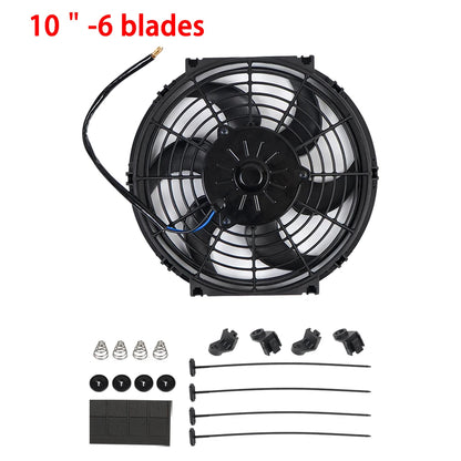 Universal 7/9/10/12/14/16 Inch 12V 80W Car Radiator Cooling Fan Blade – Electric Air Conditioning Fan Kit 2100RPM