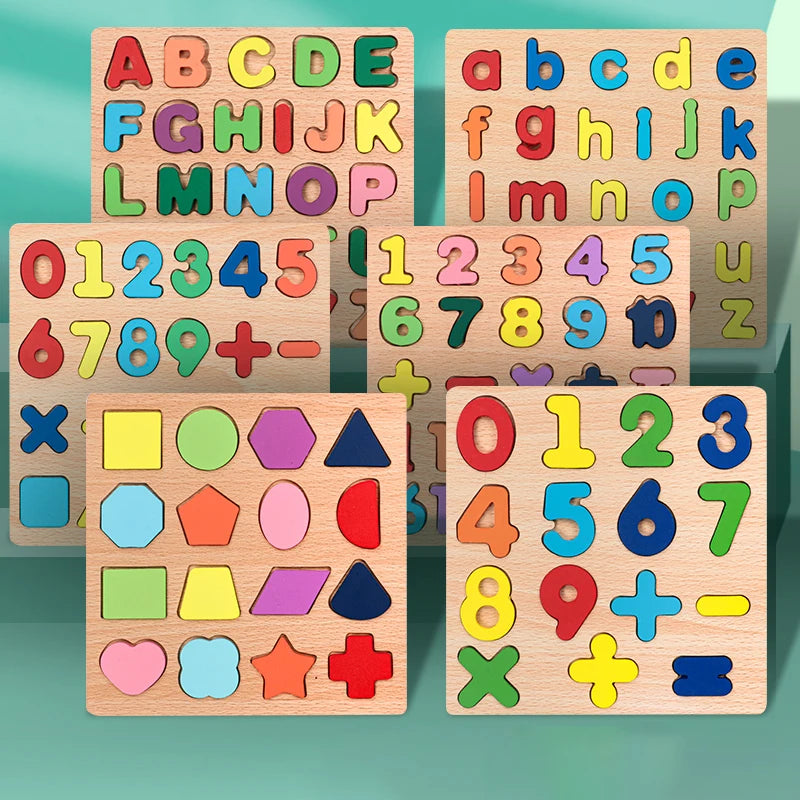 Alfabeto y número de niños Puzzle de madera – Montessori Juguete educativo preescolar