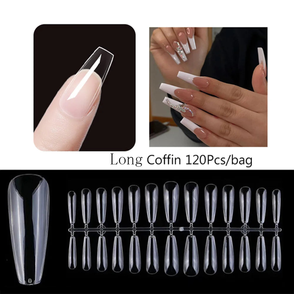 120PCS Mate puntas de las uñas de la prensa – suave overo Full-Cover uñas falsas de almendra para bricolaje manicura