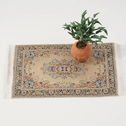 1:12 Escala Turca Estilo Miniatura Muñeca Alfombra – Cubierta de piso para jugar casa y accesorios de muñeca