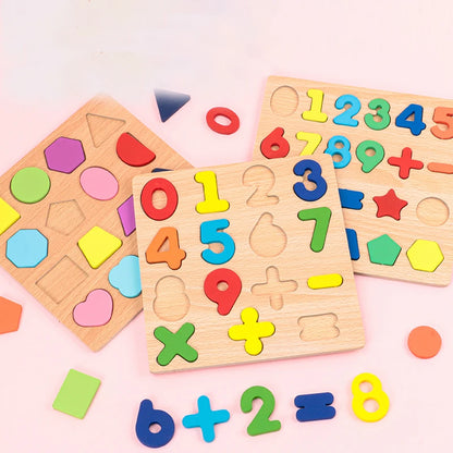 Alfabeto y número de niños Puzzle de madera – Montessori Juguete educativo preescolar
