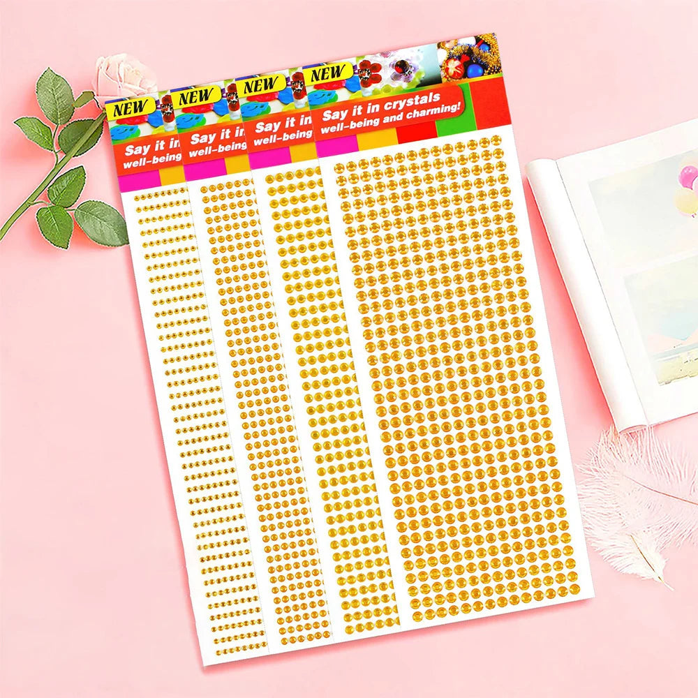 1040/900/504Pcs Taladro acrílico DIY Cristal Rhinestone Pegatinas autoadhesivas para fundas telefónicas, tarjetas y artesanías