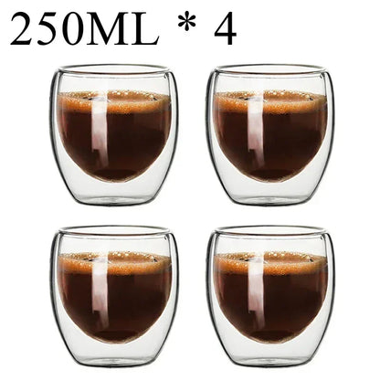 2-18PCS Tazas de vidrio de alto Borosilicato de pared doble – té resistente al calor, café, leche, y tazas de jugo, Creative Bar Drinkware juego de regalos