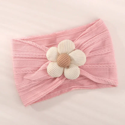 1Pc Baby Nylon Headscarf – Cinturón de flores hecho a mano para niñas recién nacidas, elástico infantil Turbant cabello