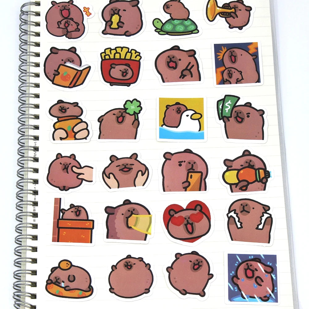 10/50/100pcs Pegatinas Capybaras – lindos dibujos animados para portátil, teléfono, coche, bicicleta & niños DIY