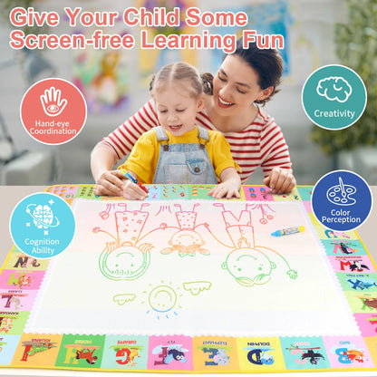 100x80CM Magic Water Drawing Mat – Reutilizable Doodle Board Montessori Juguete educativo para niños