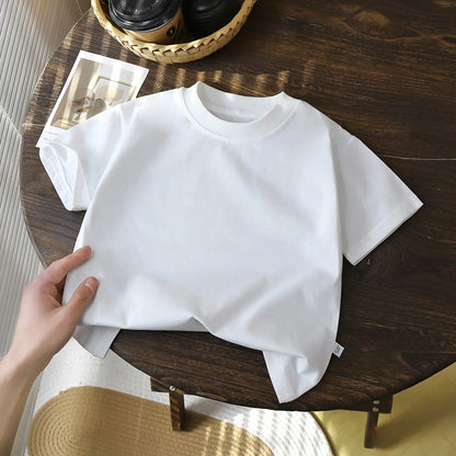 Camiseta de manga corta de algodón puro para niños de 2-10Y – Tops de verano para niños y niñas