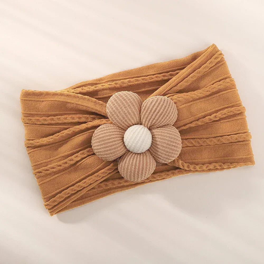 1Pc Baby Nylon Headscarf – Cinturón de flores hecho a mano para niñas recién nacidas, elástico infantil Turbant cabello