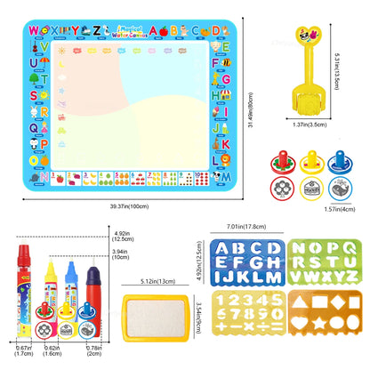 100x80CM Montessori Magic Drawing Board – Reutilizable agua Doodle Mat para niños Educación Art & Pen Control Formación
