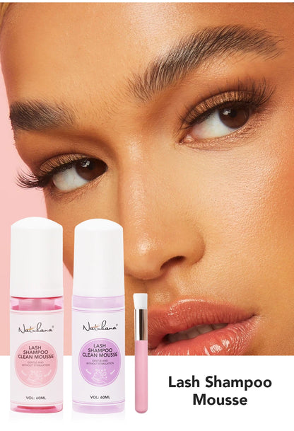 Natuhana 60ml extensión de pestaña Mousse Shampoo – espuma de limpieza para pestañas falsas, suave y no irritante herramienta de maquillaje