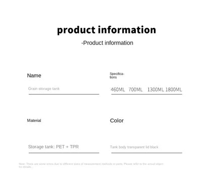 1PC hermética jar de almacenamiento sellado – grano de plástico, pasta y condimento contenedor  Moisture-Proof Cocina Organizador Caja