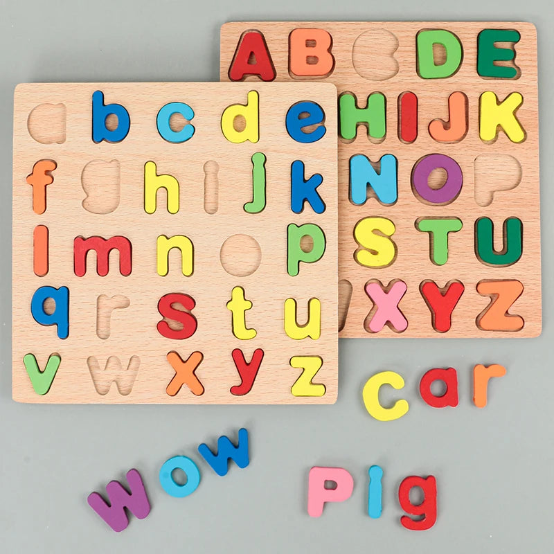 Alfabeto y número de niños Puzzle de madera – Montessori Juguete educativo preescolar