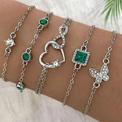 5pcs Conjunto de pulsera de diamantes de imitación – Infinity & Geometric Designs, Joyería de moda para mujeres, regalo perfecto y desgaste casual
